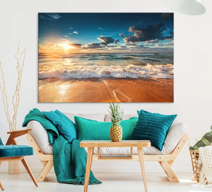 Ocean Beach Coastal Wall Art Canvas Print