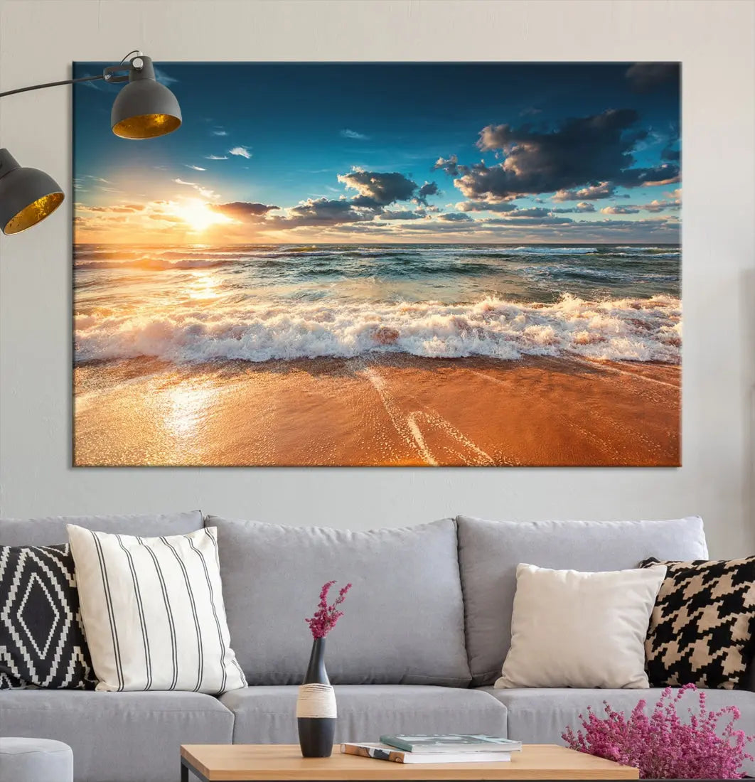 Ocean Beach Coastal Wall Art Canvas Print