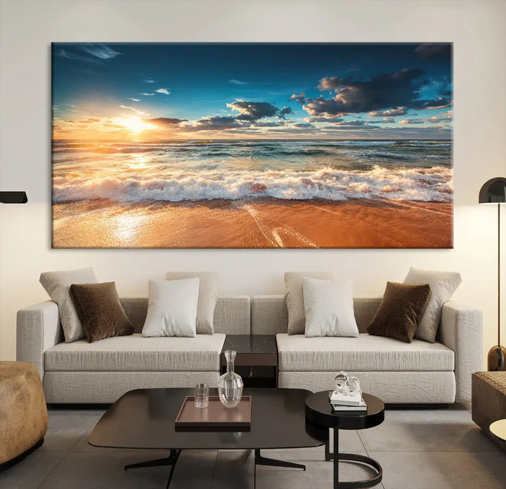 Ocean Beach Coastal Wall Art Canvas Print