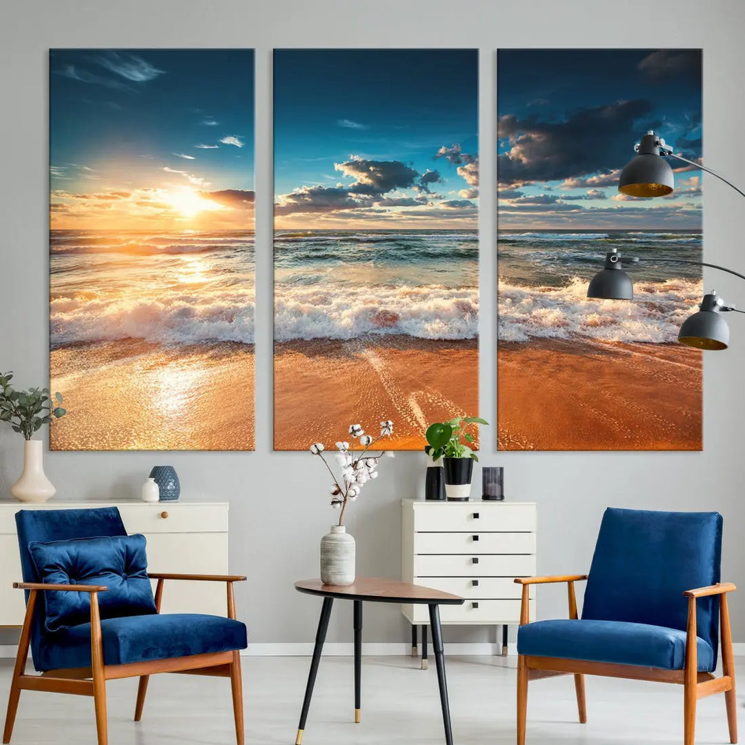 Ocean Beach Coastal Wall Art Canvas Print