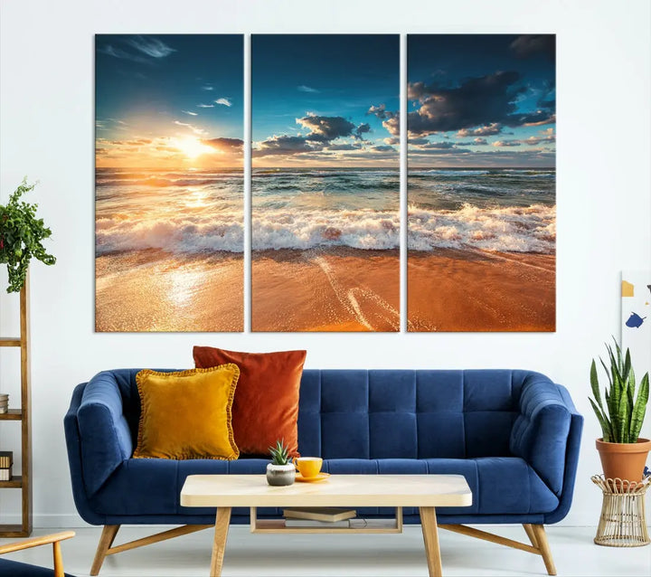 Ocean Beach Coastal Wall Art Canvas Print