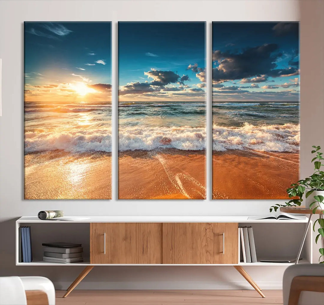 Ocean Beach Coastal Wall Art Canvas Print