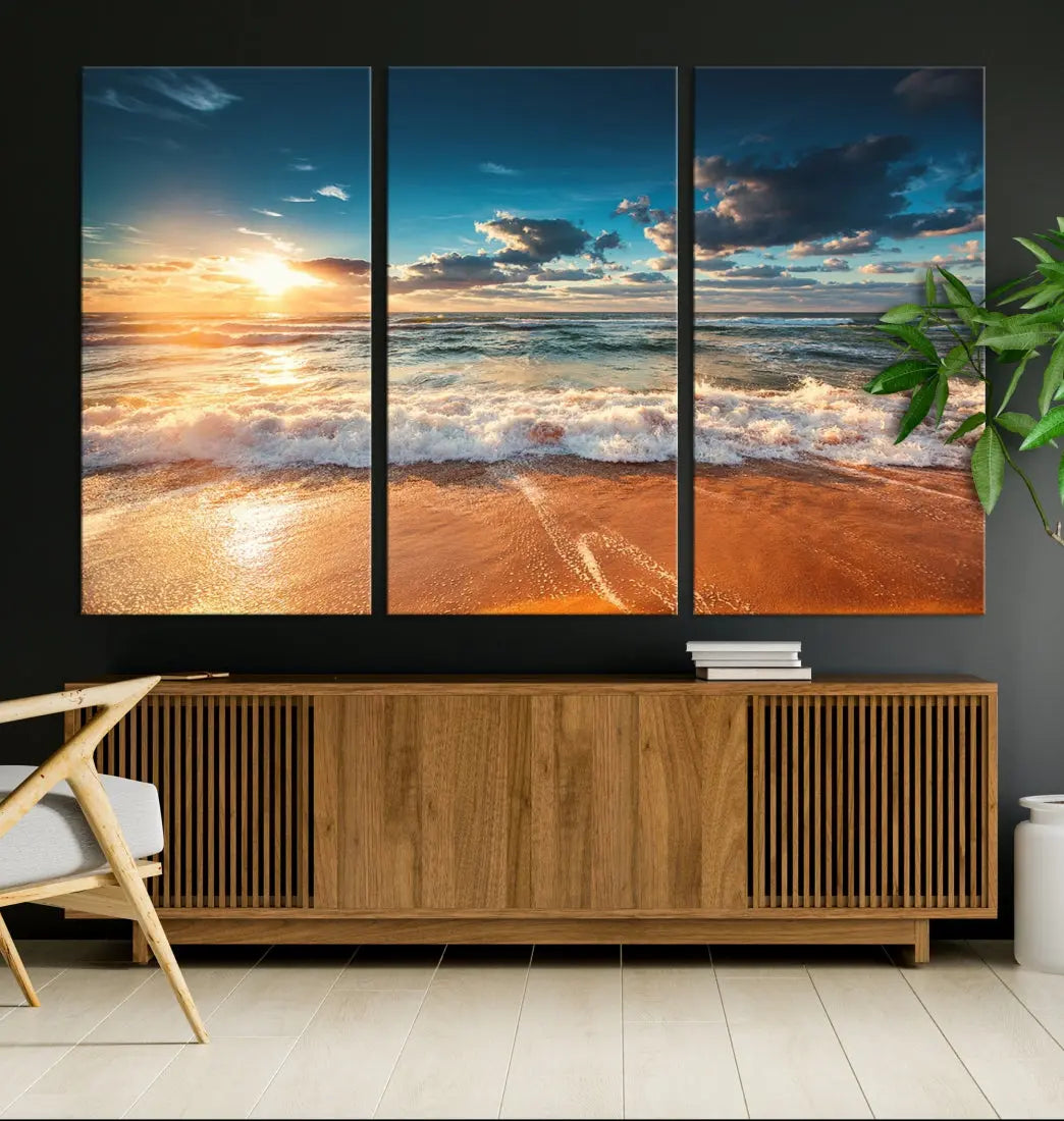 Ocean Beach Coastal Wall Art Canvas Print