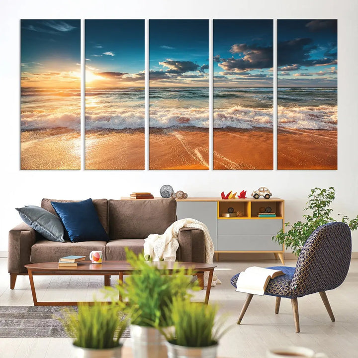 Ocean Beach Coastal Wall Art Canvas Print