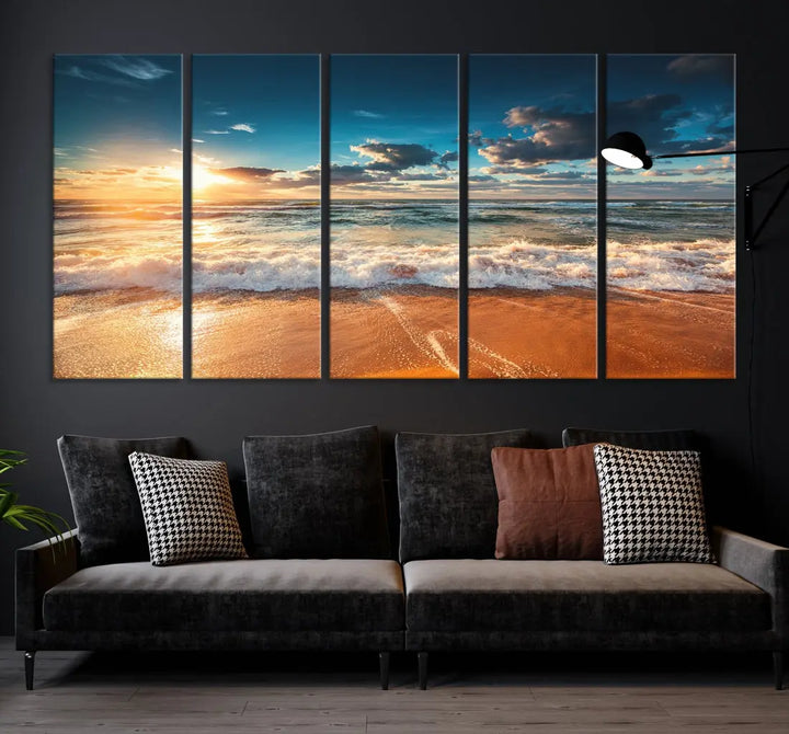 Ocean Beach Coastal Wall Art Canvas Print