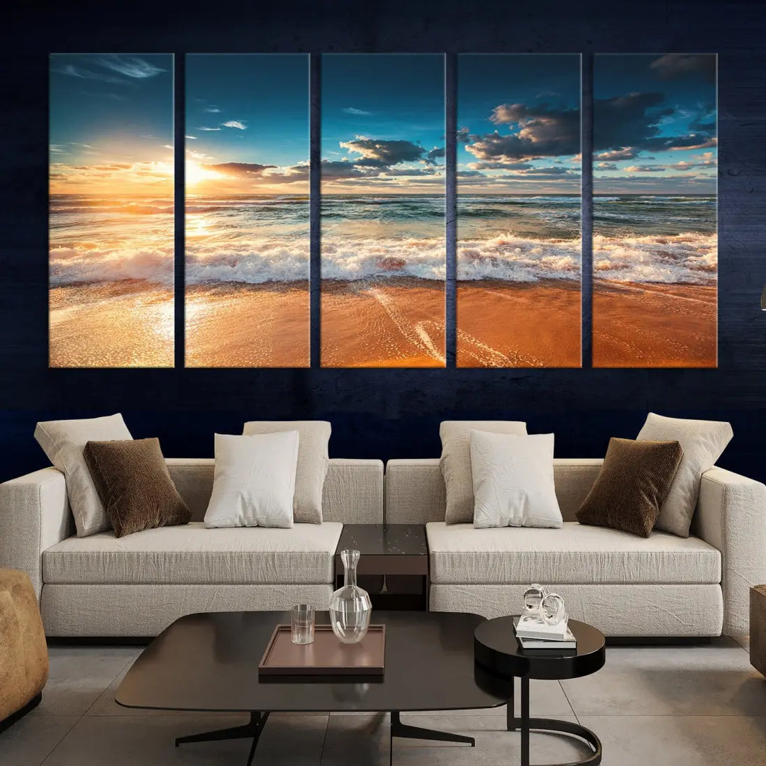 Ocean Beach Coastal Wall Art Canvas Print