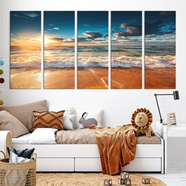 Ocean Beach Coastal Wall Art Canvas Print