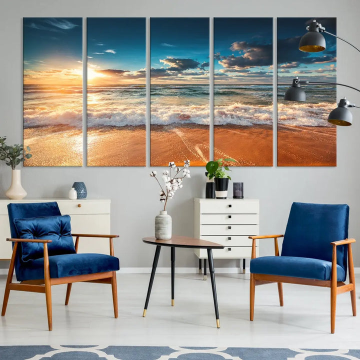 Ocean Beach Coastal Wall Art Canvas Print