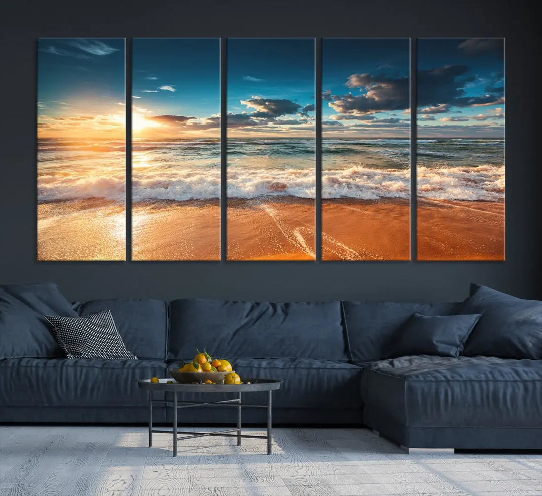 Ocean Beach Coastal Wall Art Canvas Print