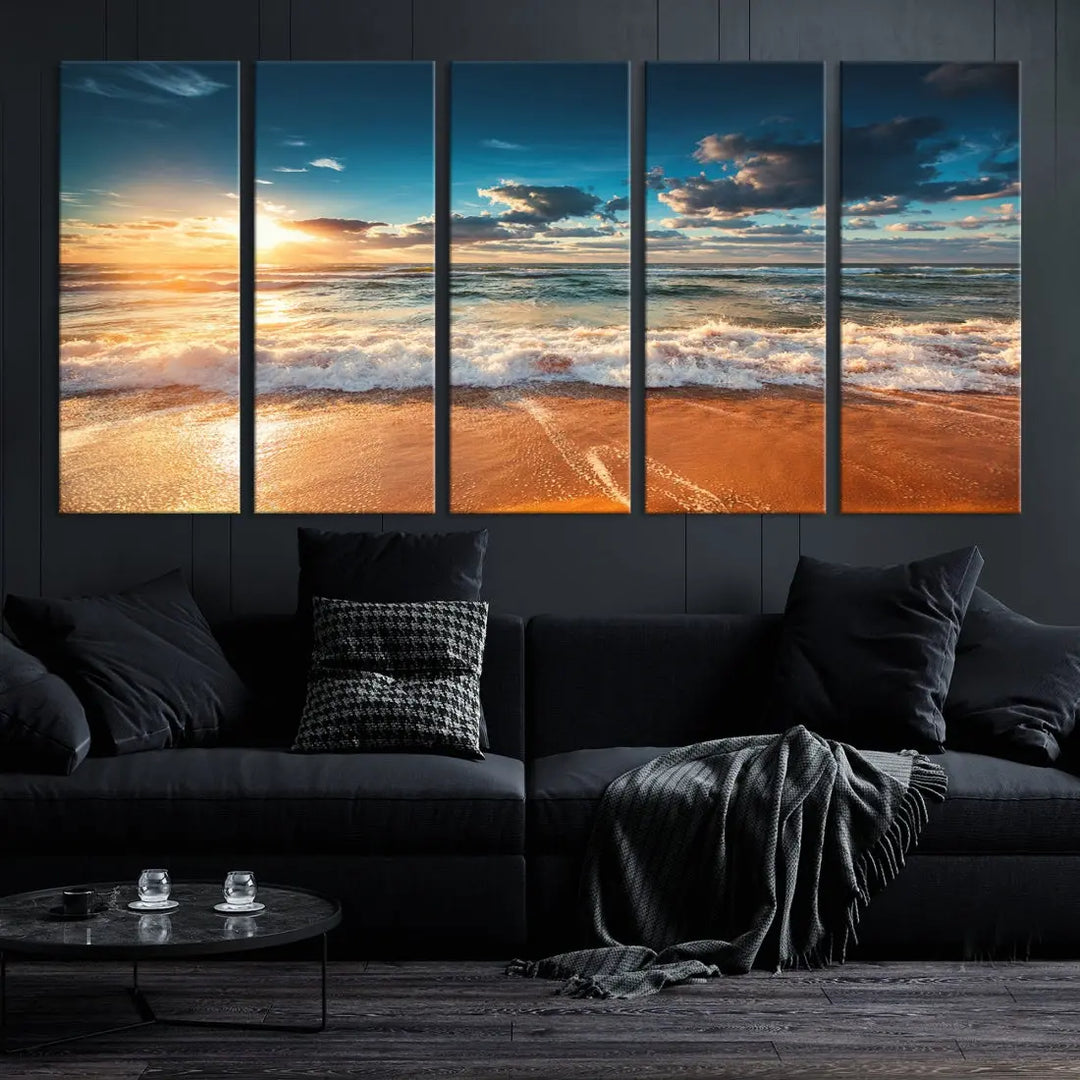 Ocean Beach Coastal Wall Art Canvas Print