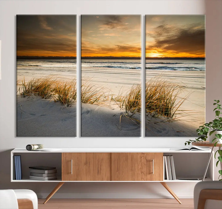 Ocean Beach Wall Art Canvas Print Sunset Artwork Print Coastal Wall Art