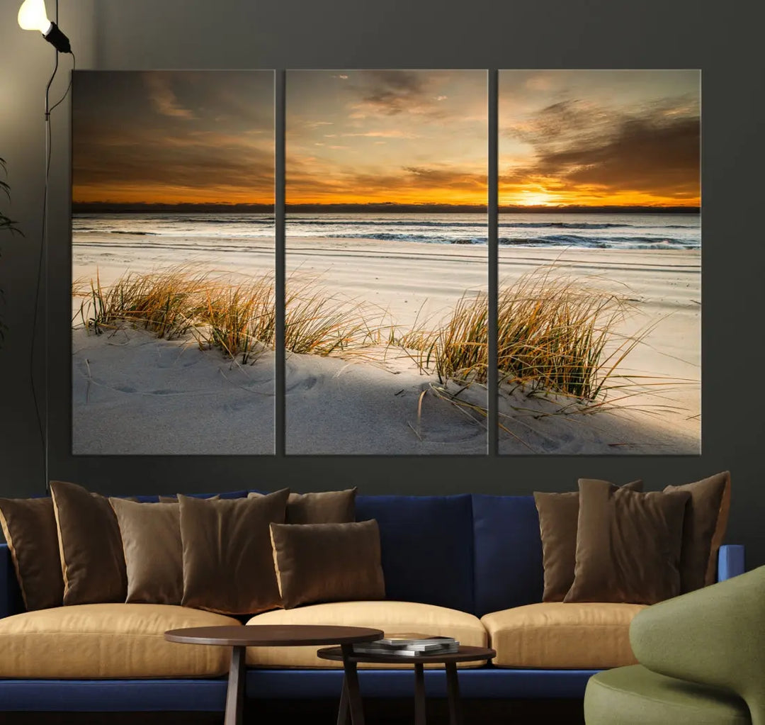 Ocean Beach Wall Art Canvas Print Sunset Artwork Print Coastal Wall Art