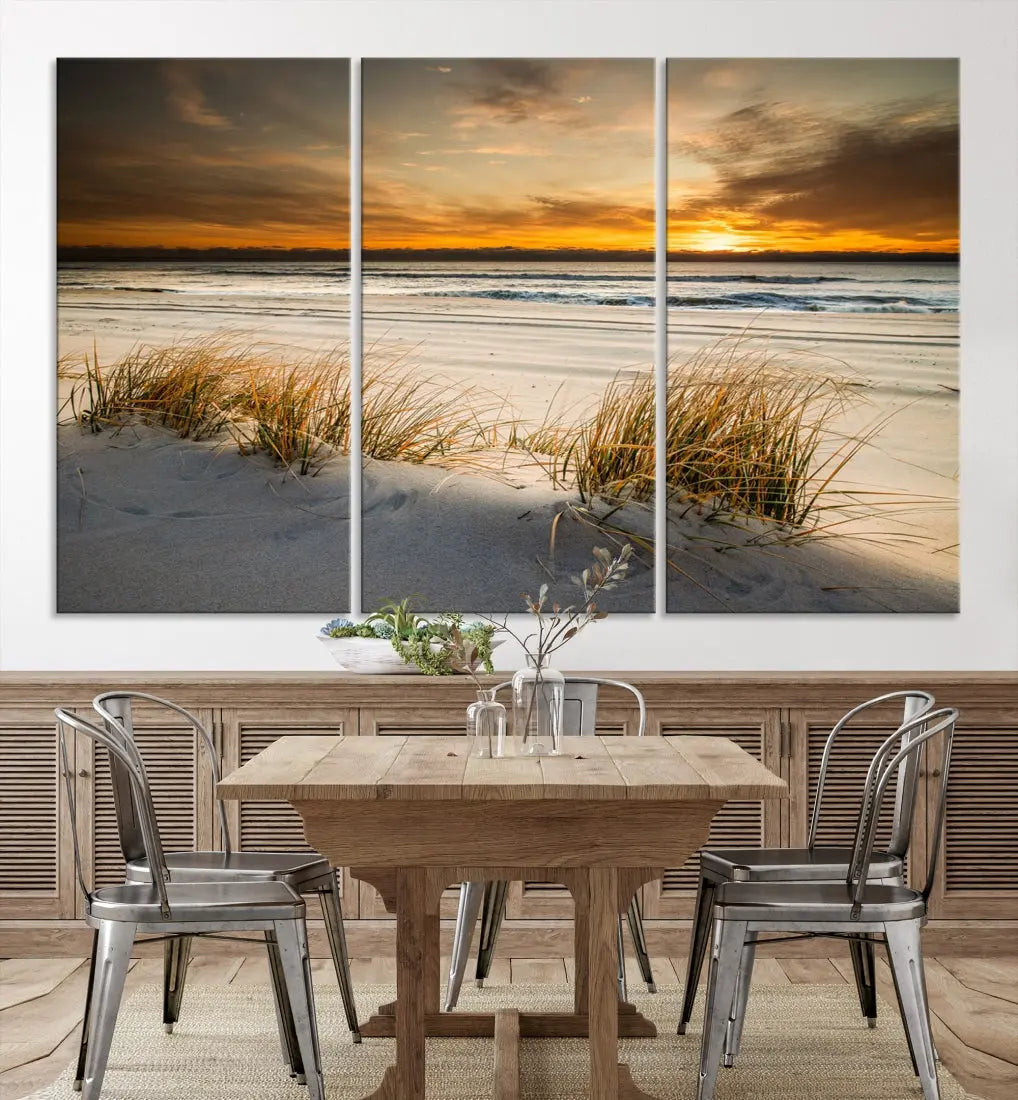 Ocean Beach Wall Art Canvas Print Sunset Artwork Print Coastal Wall Art