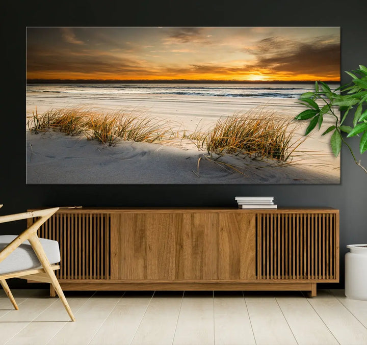 Ocean Beach Wall Art Canvas Print Sunset Artwork Print Coastal Wall Art