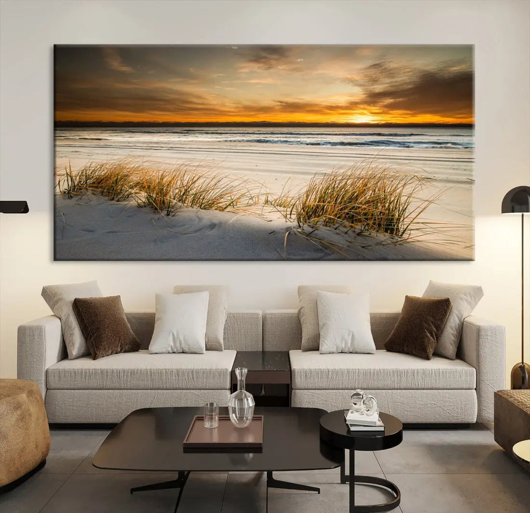 Ocean Beach Wall Art Canvas Print Sunset Artwork Print Coastal Wall Art