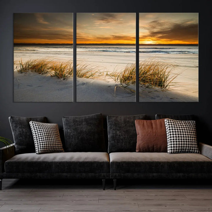 Ocean Beach Wall Art Canvas Print Sunset Artwork Print Coastal Wall Art