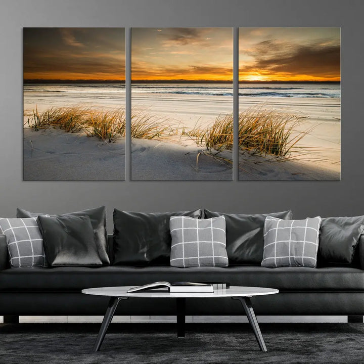 Ocean Beach Wall Art Canvas Print Sunset Artwork Print Coastal Wall Art