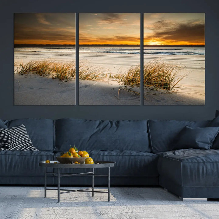 Ocean Beach Wall Art Canvas Print Sunset Artwork Print Coastal Wall Art