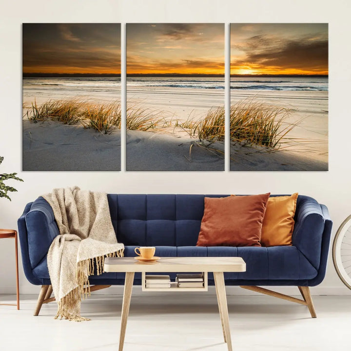 Ocean Beach Wall Art Canvas Print Sunset Artwork Print Coastal Wall Art