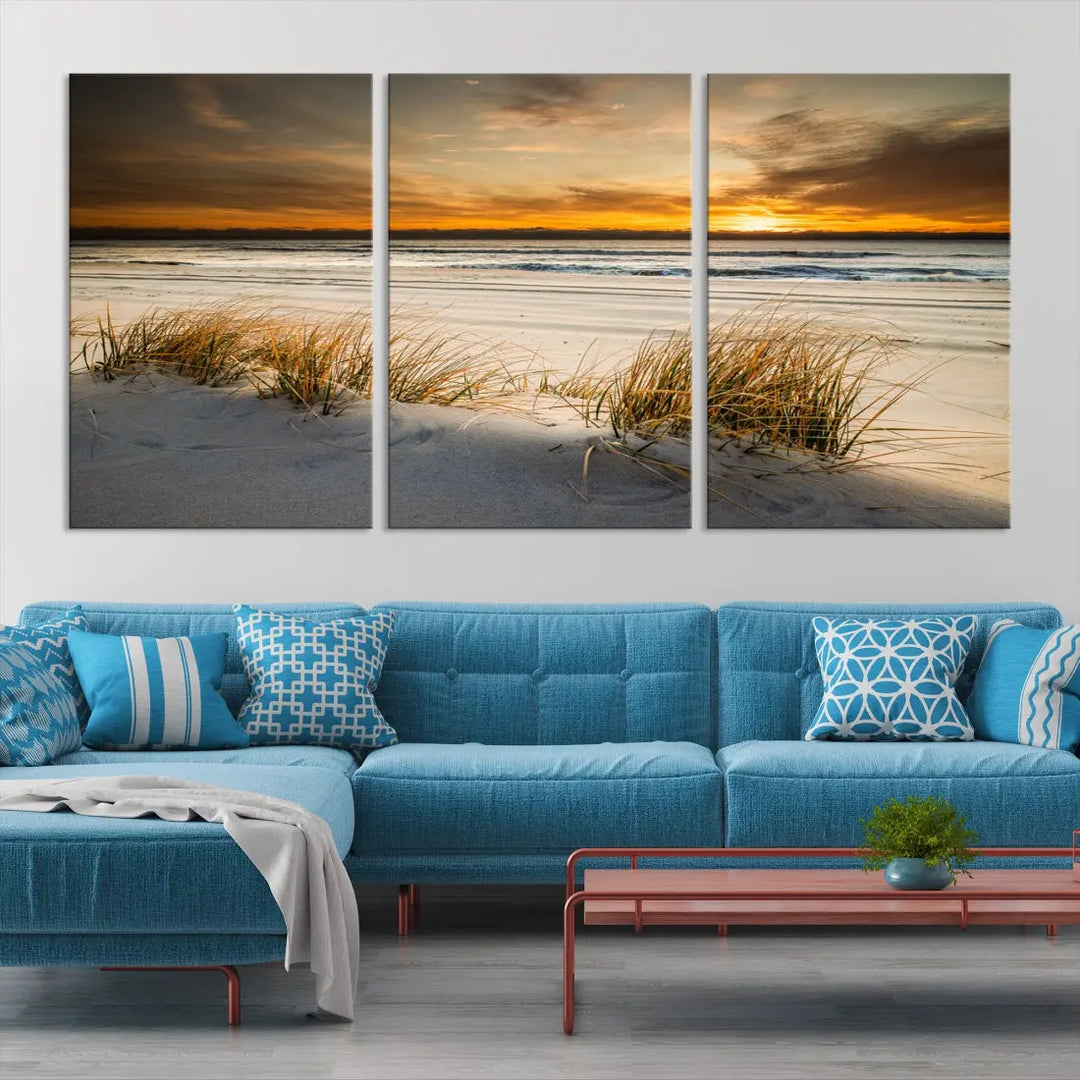 Ocean Beach Wall Art Canvas Print Sunset Artwork Print Coastal Wall Art