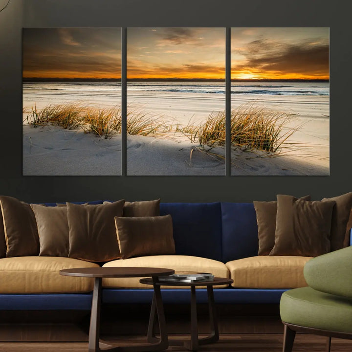 Ocean Beach Wall Art Canvas Print Sunset Artwork Print Coastal Wall Art