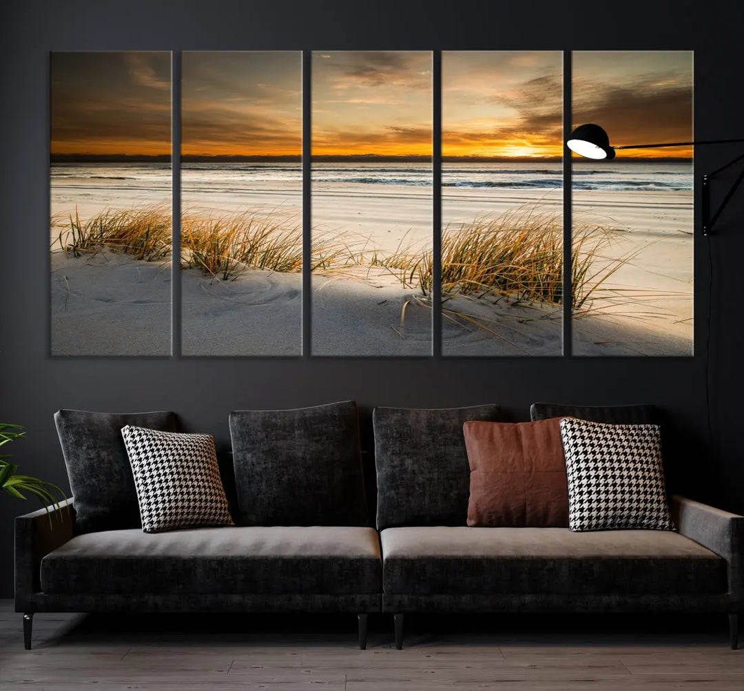 Ocean Beach Wall Art Canvas Print Sunset Artwork Print Coastal Wall Art