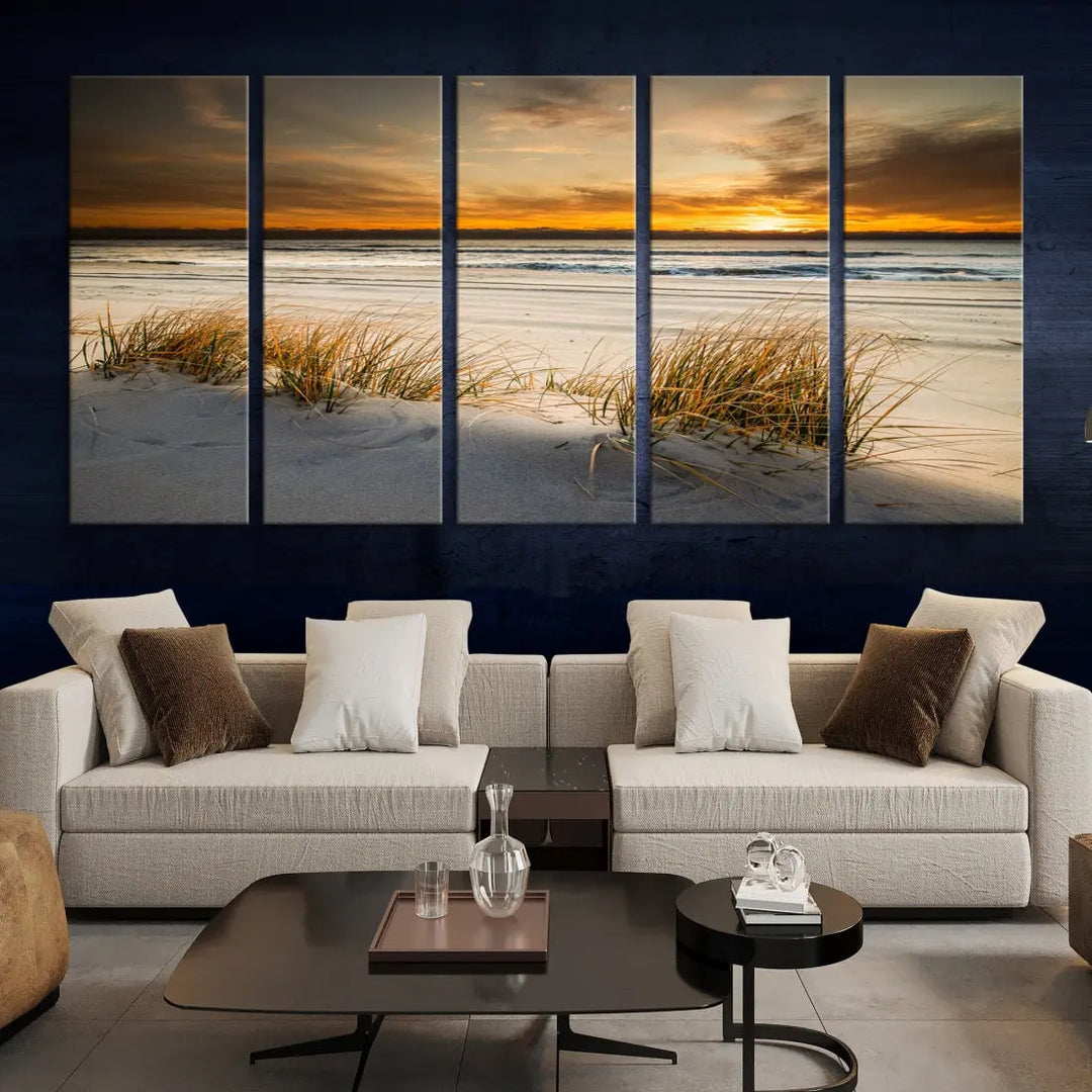 Ocean Beach Wall Art Canvas Print Sunset Artwork Print Coastal Wall Art