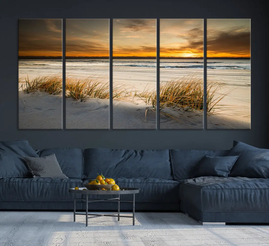 Ocean Beach Wall Art Canvas Print Sunset Artwork Print Coastal Wall Art