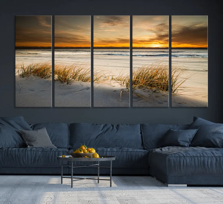 Ocean Beach Wall Art Canvas Print Sunset Artwork Print Coastal Wall Art