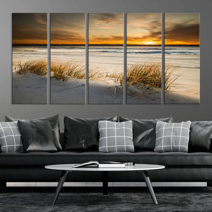 Ocean Beach Wall Art Canvas Print Sunset Artwork Print Coastal Wall Art