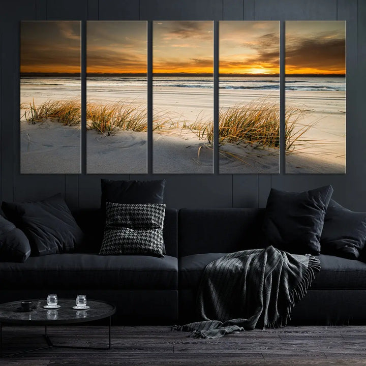 Ocean Beach Wall Art Canvas Print Sunset Artwork Print Coastal Wall Art