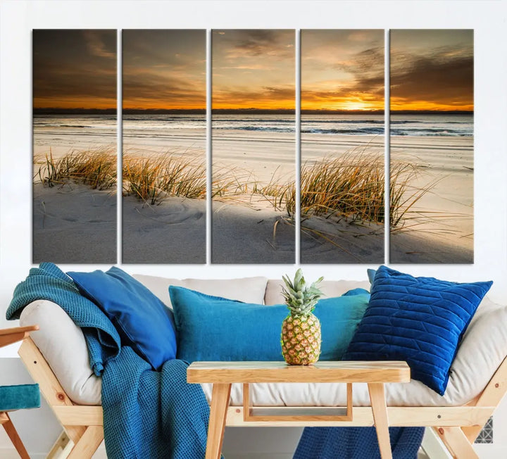 Ocean Beach Wall Art Canvas Print Sunset Artwork Print Coastal Wall Art