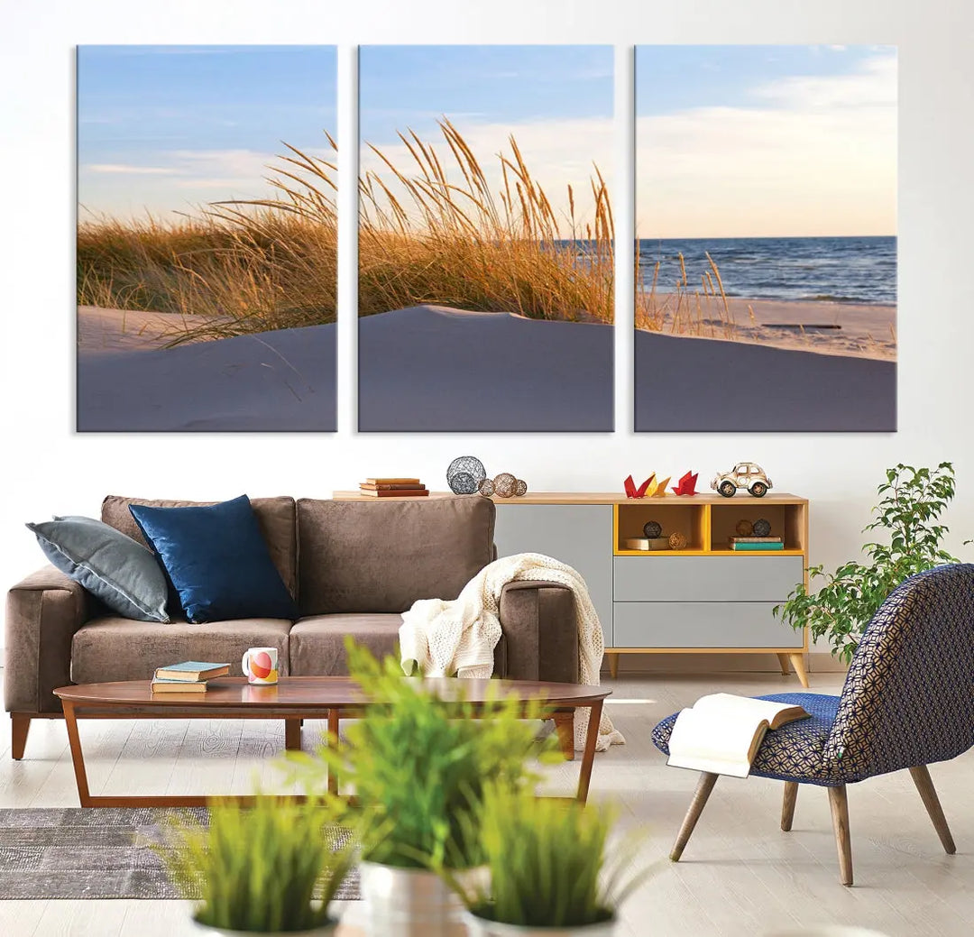 Ocean Beach Wall Art Canvas Print Sunset Artwork Print Coastal Wall Art