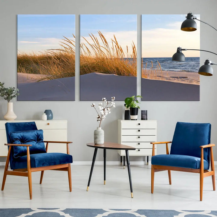 Ocean Beach Wall Art Canvas Print Sunset Artwork Print Coastal Wall Art