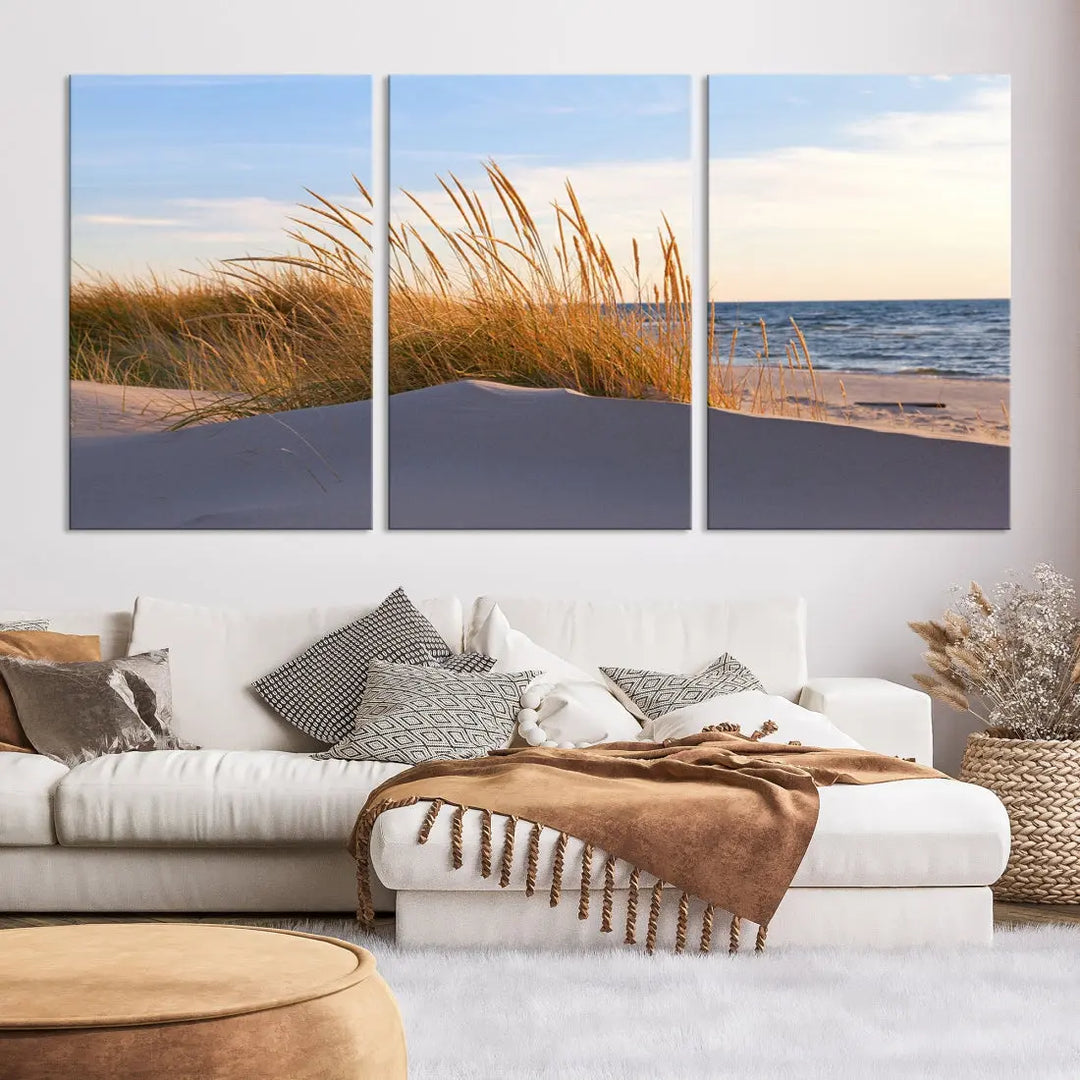 Ocean Beach Wall Art Canvas Print Sunset Artwork Print Coastal Wall Art