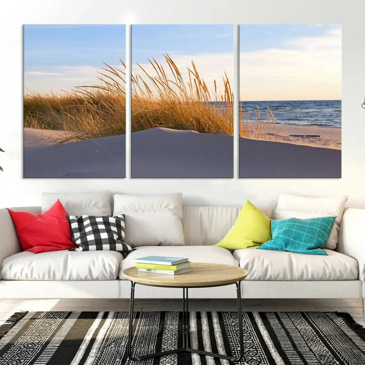 Ocean Beach Wall Art Canvas Print Sunset Artwork Print Coastal Wall Art