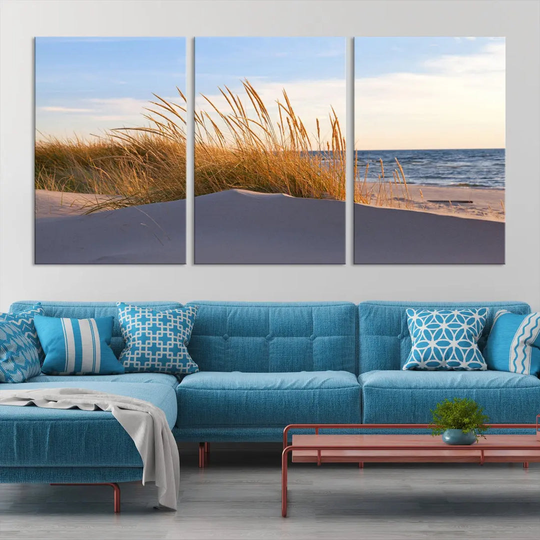 Ocean Beach Wall Art Canvas Print Sunset Artwork Print Coastal Wall Art