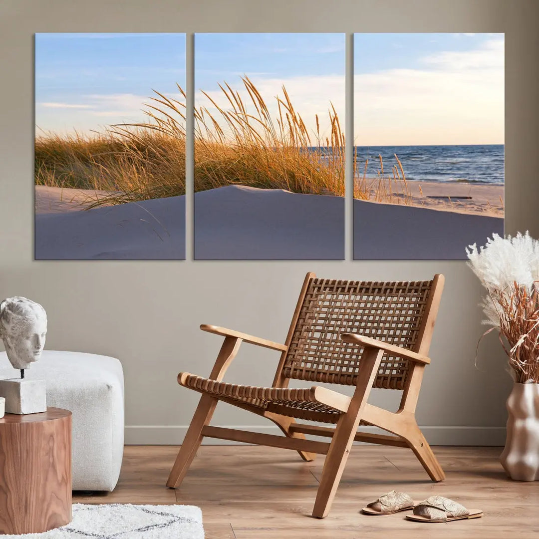 Ocean Beach Wall Art Canvas Print Sunset Artwork Print Coastal Wall Art