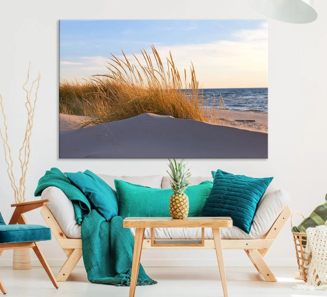 Ocean Beach Wall Art Canvas Print Sunset Artwork Print Coastal Wall Art