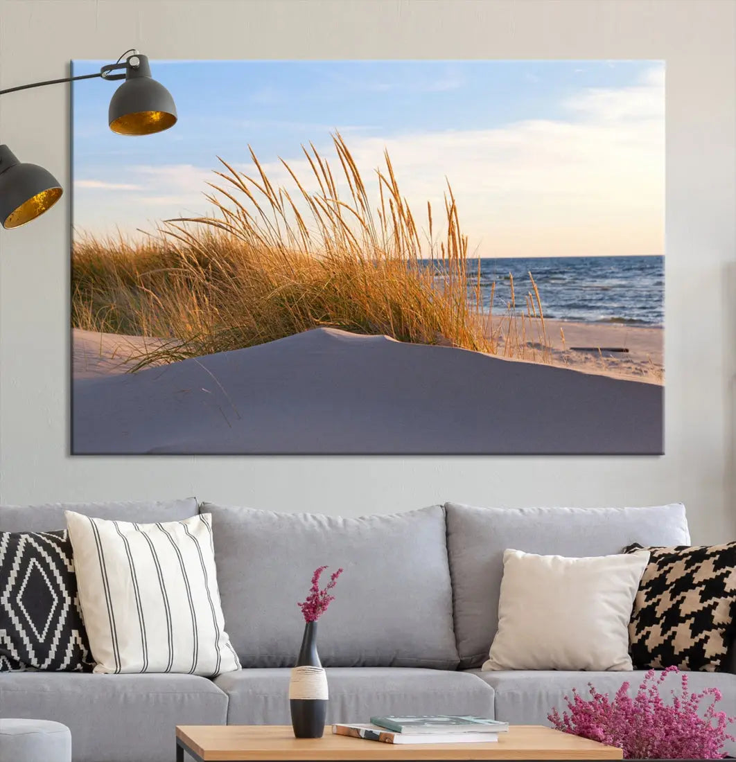 Ocean Beach Wall Art Canvas Print Sunset Artwork Print Coastal Wall Art