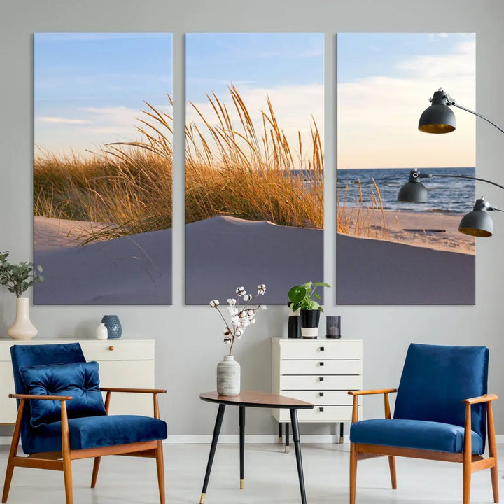 Ocean Beach Wall Art Canvas Print Sunset Artwork Print Coastal Wall Art