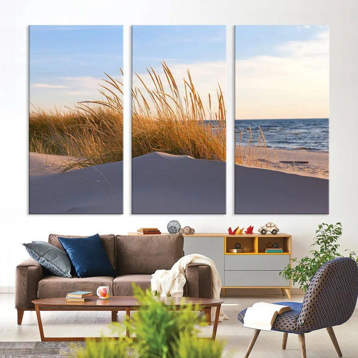 Ocean Beach Wall Art Canvas Print Sunset Artwork Print Coastal Wall Art