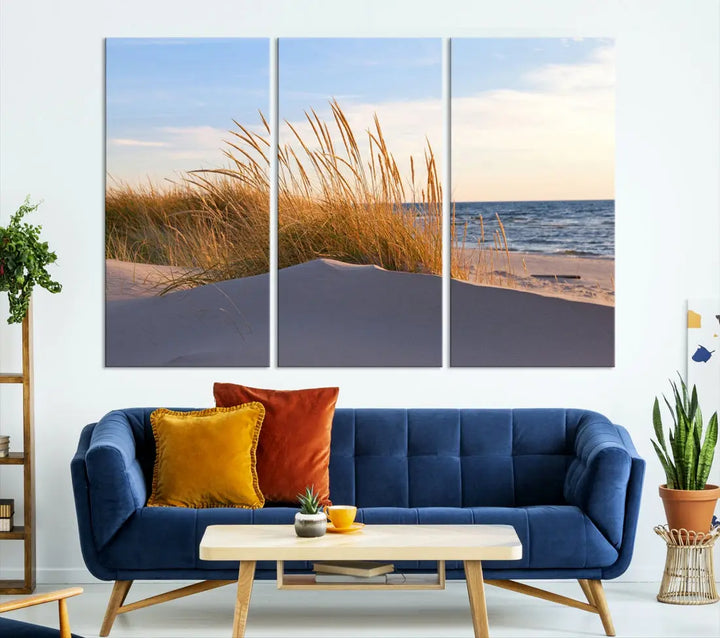 Ocean Beach Wall Art Canvas Print Sunset Artwork Print Coastal Wall Art