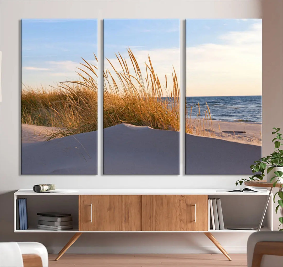 Ocean Beach Wall Art Canvas Print Sunset Artwork Print Coastal Wall Art