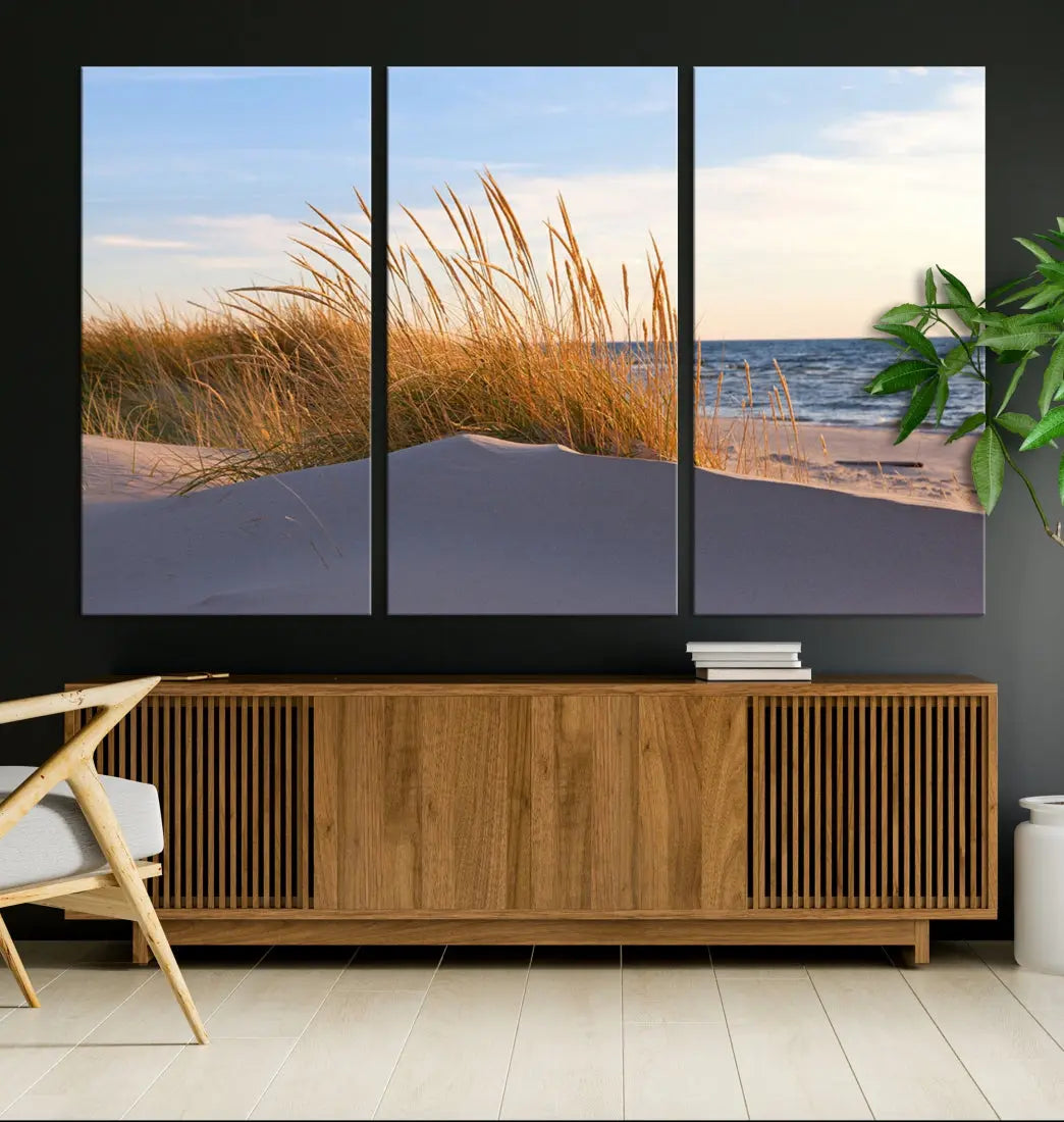 Ocean Beach Wall Art Canvas Print Sunset Artwork Print Coastal Wall Art