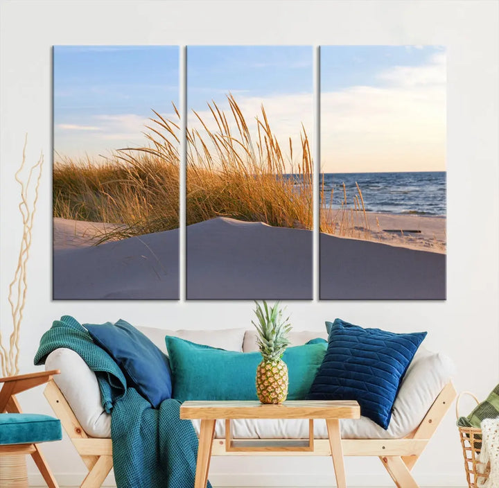 Ocean Beach Wall Art Canvas Print Sunset Artwork Print Coastal Wall Art