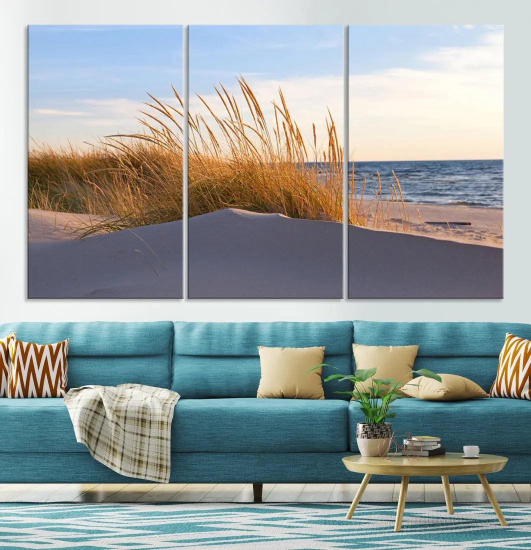 Ocean Beach Wall Art Canvas Print Sunset Artwork Print Coastal Wall Art