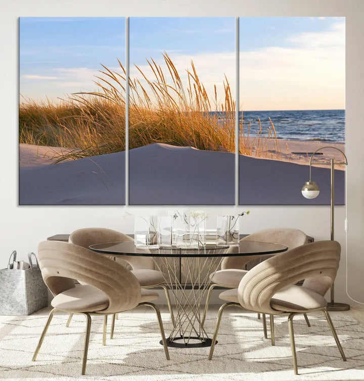 Ocean Beach Wall Art Canvas Print Sunset Artwork Print Coastal Wall Art