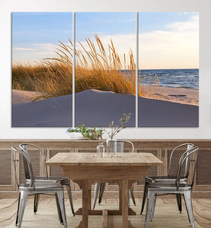 Ocean Beach Wall Art Canvas Print Sunset Artwork Print Coastal Wall Art