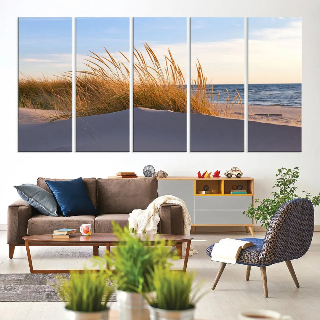 Ocean Beach Wall Art Canvas Print Sunset Artwork Print Coastal Wall Art